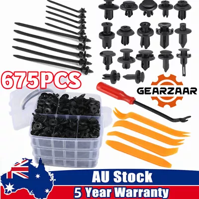 675pcs Car Fastener Rivet Bumper Fender Door Trim Panel Clips + 5 Removal Tools • $20.99