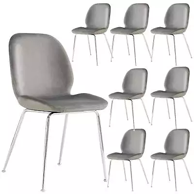 Remy Dining Chair Set Of 8 Fabric Seat With Metal Frame - Grey • $1373.10