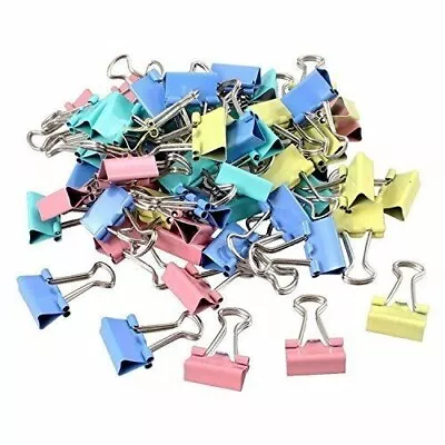 10 X Bulldog Clips Foldback Metal Binder Paper Grip Assorted Multi Colour • £2.99