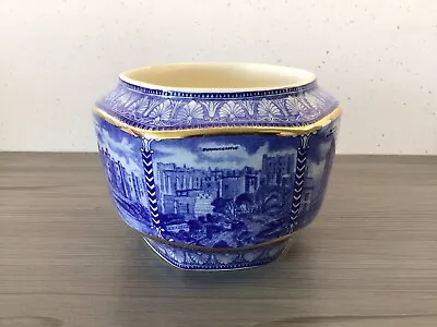 Ringtons Millennium Vase/Planter Wade Blue And White Ceramic Gold Details • £10