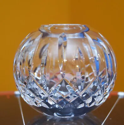 Vintage Waterford 3  Rose Bowl Vase Orb Lismore Cut Crystal Old Acid Etch Mark • $50