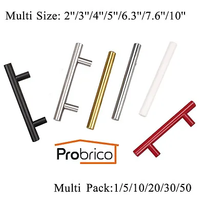$57.19 • Buy Probrico Kitchen Cabinet Pulls Brushed Nickel Cupboard Round T Bar Handle Drawer