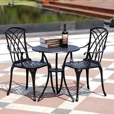 3 Piece Patio Set Cast Aluminum Bistro Table Set  Outdoor Table And Chair Set 2 • $149.99