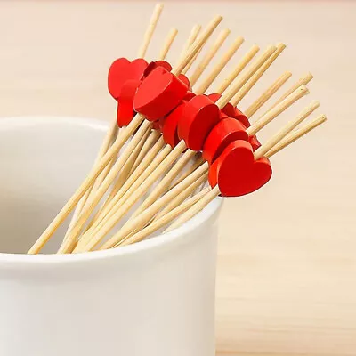 100 Pcs Heart Beads Cocktail Sticks Sandwich Fruit Toothpick Picks Party Supply • £5.40