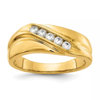 10K Yellow Gold Diamond Mens Wedding Band Ring • $1002