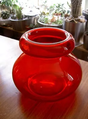 LARGE 1999 ART GLASS IKEA STOCKHOLM LARGE RED VASE MARIA VINKA VINTAGE 60s STYLE • £24.99