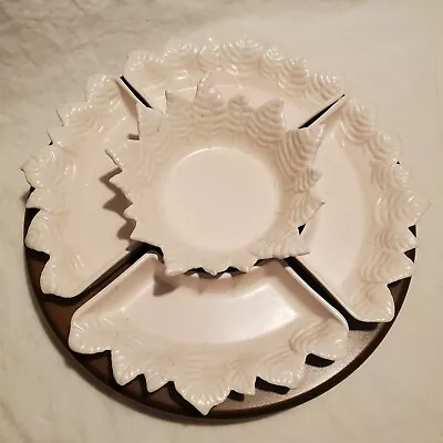 VTG Miramar Of California White Leaf Lazy Susan Set #809~Complete & Susan Turns! • $40