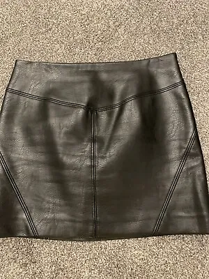 H&m Divided Size 8 Black Pu Leather Mini-skirt. • £8