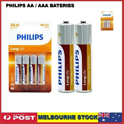 Philips  AA AAA 9V Battery Zinc Chloride Batteries Genuine • $3.65