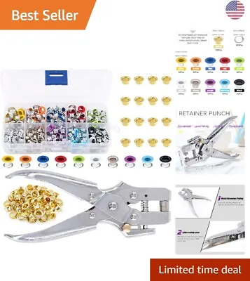 300Pcs 10 Colors 3/16 Inch Metal Grommets Kit With Eyelet Hole Punch Pliers • $29.03
