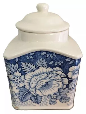 Masons For Crabtree And Evelyn Blue And White Lidded Caddy Tea Sugar Pot • £10.99