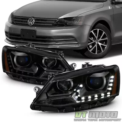 Black Smoke Halogen 2011-2018 VW Jetta Sedan LED Ushape DRL Projector Headlights • $258.99