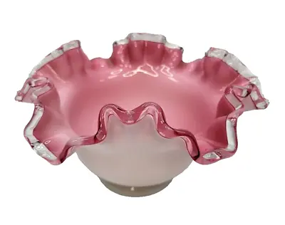 Vintage Fenton Pink Milk Glass Ruffled Bowl 7 Inches • $39.99