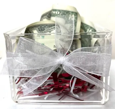 Handcraft $2 Dollar Bills Money Rose In Clear Cube • $30