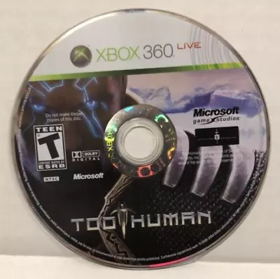 XBOX 360 Too Human Video Game  DISC ONLY Co-op 1080p Hack And Slash Combat • $6.27