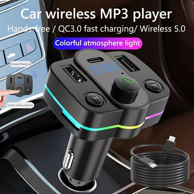 Bluetooth 5.0 Car Wireless FM Transmitter Adapter For Motorola Razr 40 Ultra 40 • $11.99