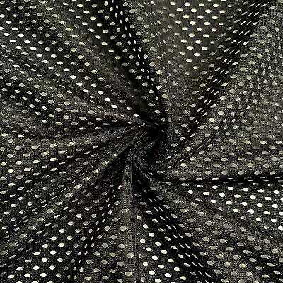 BLACK MESH FABRIC Airtex Sports Mesh Material Stretch Net Dress Lining Polyester • £7.49