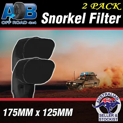 2x BLACK Snorkel Sock Pre Filter Cleaner 4 175x125mm Ram Head Cover Car Vehicle • $41