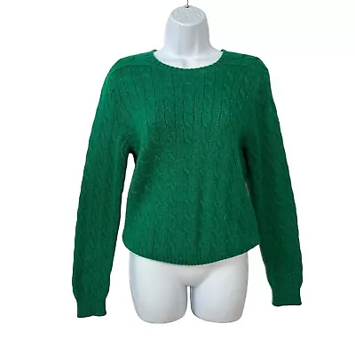 Polo Ralph Lauren Vintage Sweater M Medium Green Alpaca Cable Knit Womens Jumper • $34.95