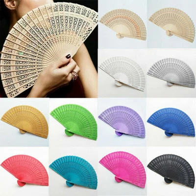 £2.35 • Buy Hand Held Flower Fan Chinese Wedding Dance Style Wooden Lace Party Folding