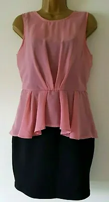 Miss Selfridge Peplum Dress Stretch Size12 • £9