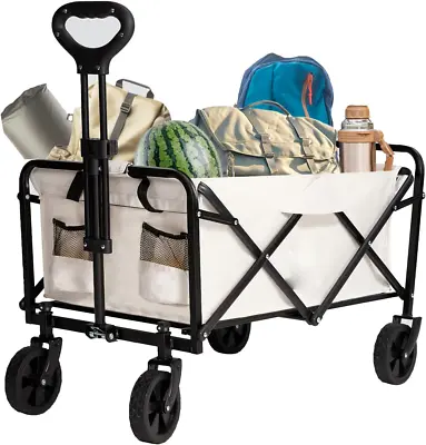 Wagon Cart Trolley Folding Multi Purpose Festival Garden Big Wheels Holds 80kg • £38.54