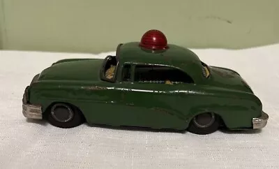 Vintage LINE MAR TOYS Japanese Tin Toy Green POLICE CAR  • $25