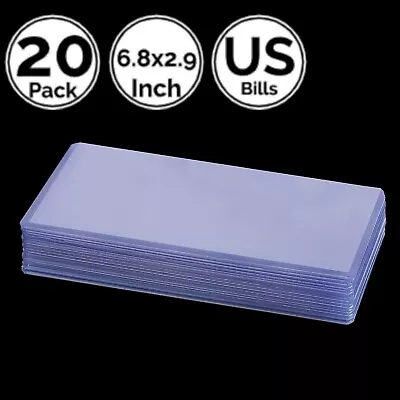 20 Pack 6.8  X 2.9  STURDY Rigid Paper Money Currency Holder Toploader Sleeves • $12.95