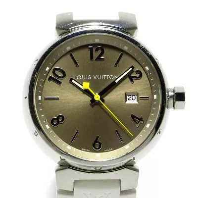 Auth LOUIS VUITTON Tambour Q1112 DP8916 White Men Wrist Watch • $884