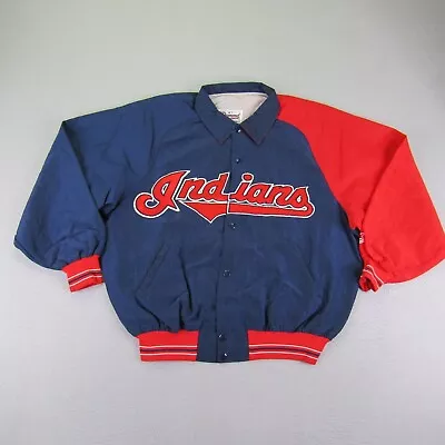 Vintage Cleveland Indians Jacket Large Starter Diamond Collection Windbreaker ^ • $59.97