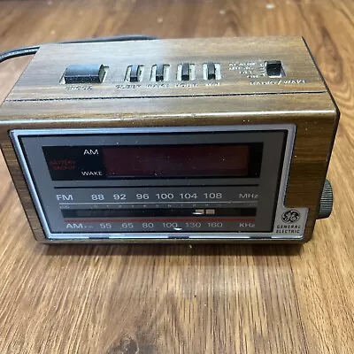GE General Electric Vintage AM FM Radio Alarm Clock 7-4601A Woodgrain • $12