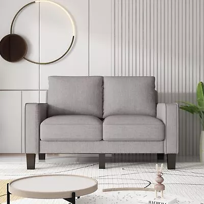 Light Grey Fabric 2 Seater Modern Living Room Furniture Sofa US Free Shipping • $322.69