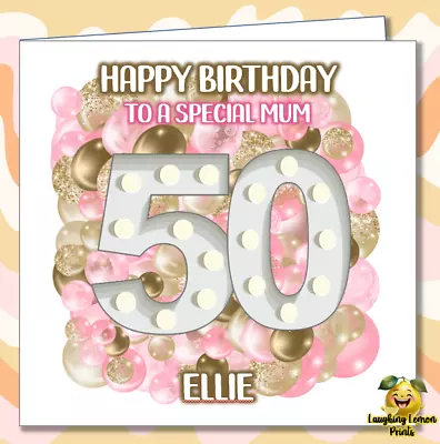 Personalised 50th Birthday Card Mum Aunty Nan Sister Friend Grandma Daughter /CD • £2.99