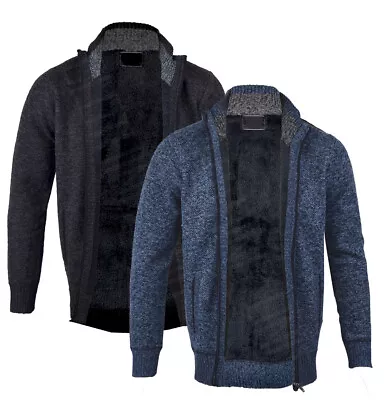 £22.99 • Buy Mens Sherpa Lined Cardigan Jacket Zip Up Warm Winter Premium S-XXL