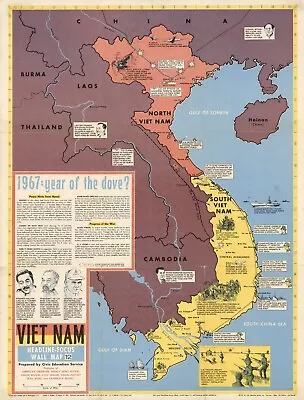 1967 Vietnam War Conflict Map Army Military History Decor Poster Print • $310.50