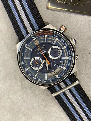 Seiko Essentials Racing Inspired Chronograph Blue Men's Watch - SSB409 • $185