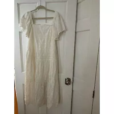 Stevie May White Lace/Broderie Anglaise Midi Dress Size XS NWOT • $79