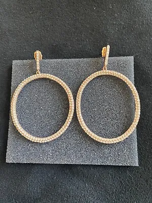 $15 • Buy V By  Eva. Eva Jean-Lorenzotti. Rhinestone Circle Earrings. Rose Gold Tone.