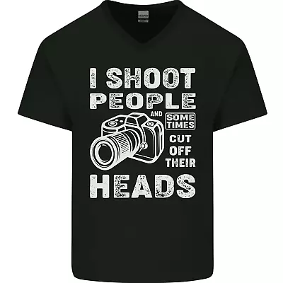 Photography I Shoot People Photographer Mens V-Neck Cotton T-Shirt • $14.91