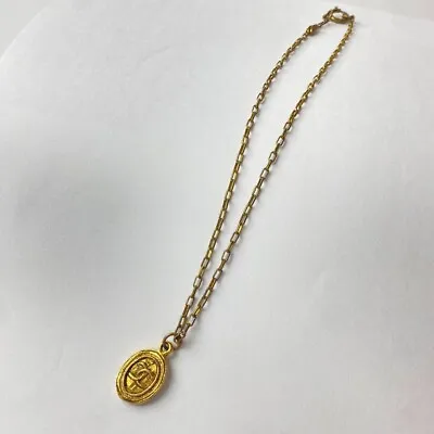 CHANEL Vintage COCO Mark Pendant Necklace Gold Color About 43cm Auth Used • £528.02