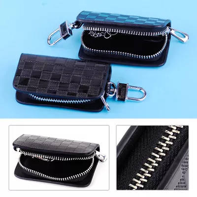 Genuine Leather Car Key Chain Cover Holder Purse Pouch Organizer Zipper Bag Case • $11.92