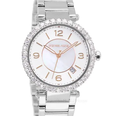 Michael Kors Womens Parker Lux Glitz Watch White Dial Crystals Stainless Steel • $104.31