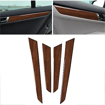 4Pcs Interior Door Panel Cover Brown Wood Grain For Benz C Class W204 2007-2013 • $29.99