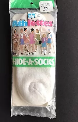 Vtg HIDE A SOCKS Combed COTTON NYLON BLEND Tennis PED Socks  SZ 8.5-11 NEW White • $19.99