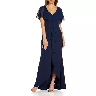 Adrianna Papell Womens Blue Chiffon Slit Formal Evening Dress Gown 6 BHFO 5365 • $20.99