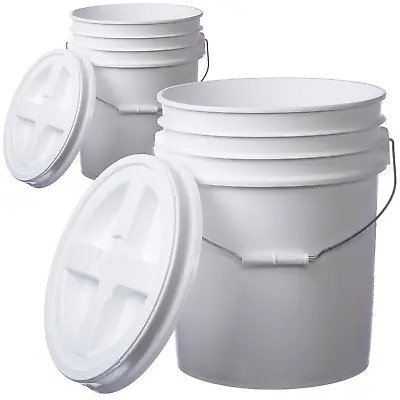 5 Gallon (2 Pack) Bucket Pail Container With Gamma Seal Lid Food Grade BPA Free • $83.11