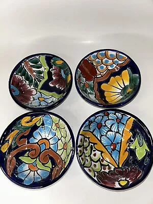 Set 4 Salsa Bowl Talavera 4   Handcrafted Hand Painted Unique Made Mexico • $12