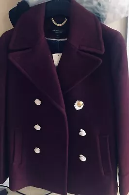 Nwt New J.crew Majesty Pea Coat Stadium Cloth  fire Red P4 $295 • $159