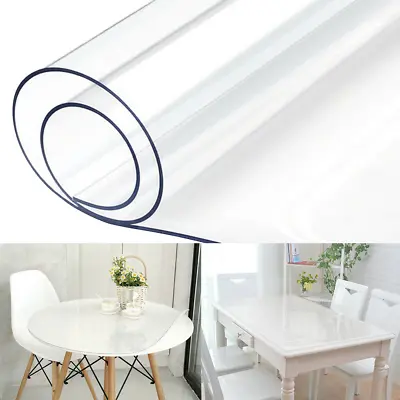 Plastic PVC Tablecloth Transparent Protector Waterproof Dining Clear Table Cover • $21.75