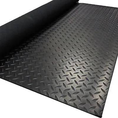 3MM Checker Heavy Duty Rubber Flooring Non Slip Matting Garage Large Diamond • £1.99